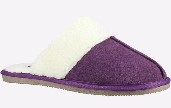 Hush Puppies Arianna Suede Paarse Dames Sloffen - Image 2