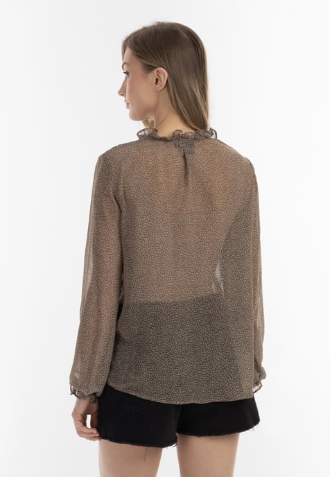 Dreimaster Blouse Dames olijf wol wit - Image 4
