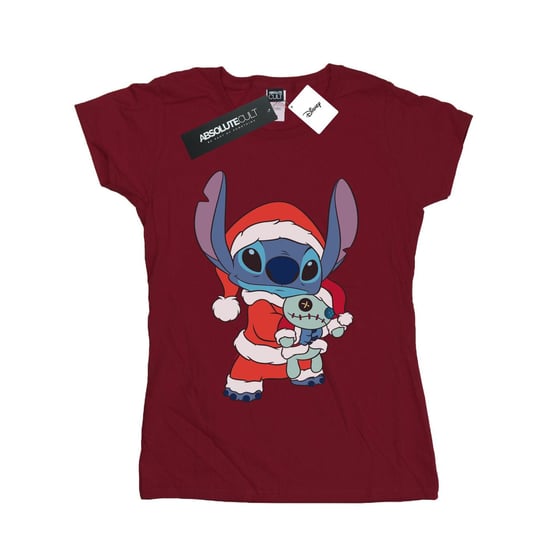 Disney Womens/Ladies Lilo And Stitch Stitch Christmas Cotton T-Shirt (Burgundy)