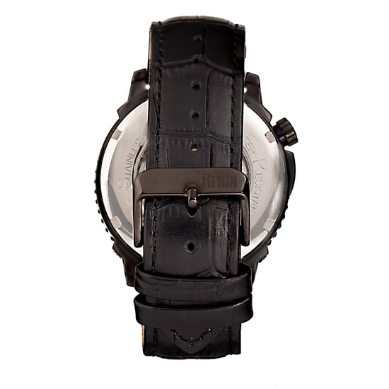 Reign Bauer Automatic Semi-SkeletonLeather-Band Watch