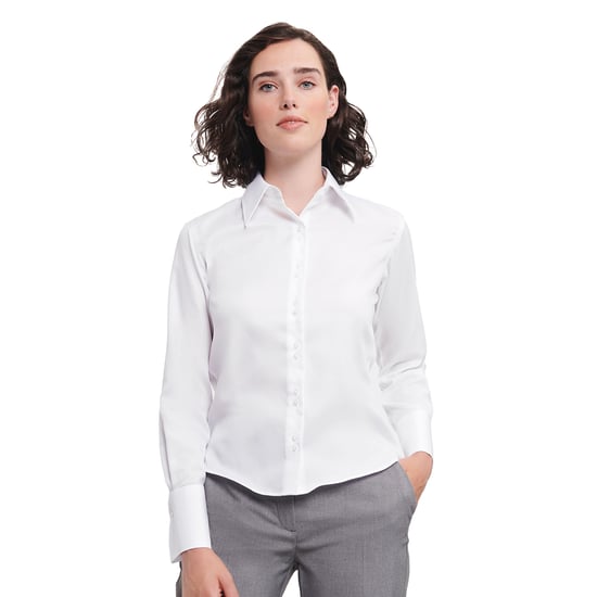 Russell Collection Dames/Dames Ultimate Shirt Met Lange Mouwen (Wit) - Image 3