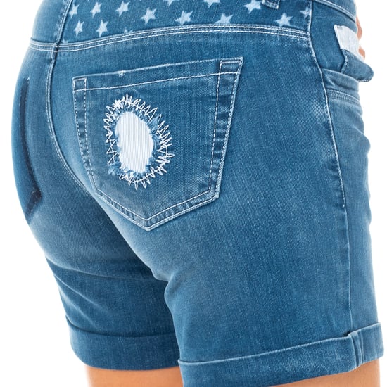 Women's denim shorts with hem bottoms and belt loops LWB002