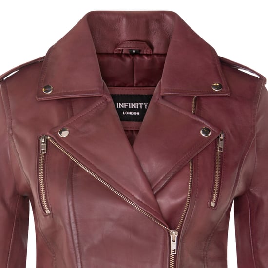 Ladies leather Brando biker jacket-Loddon
