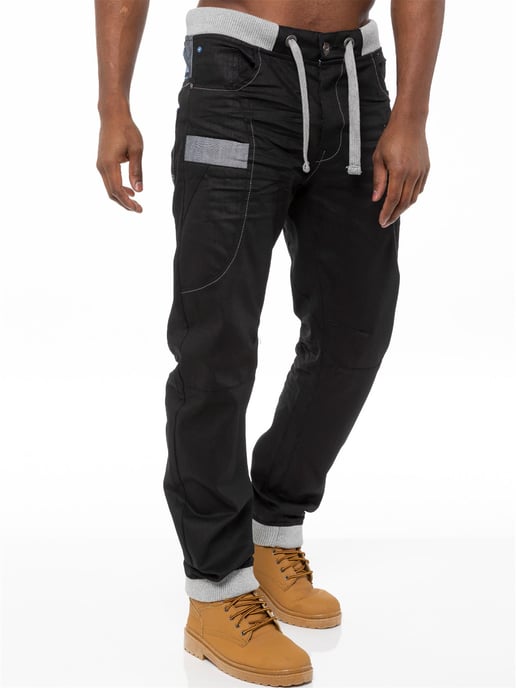 Enzo | Heren Denim Jogger Jeans - Zwart/Blauw - Image 2