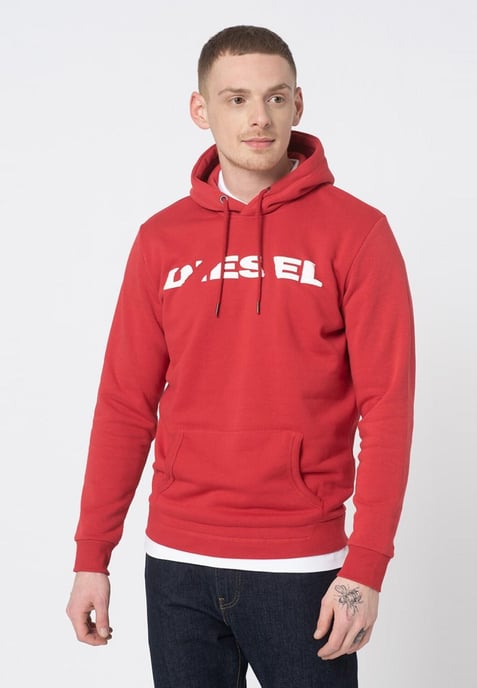 Diesel S Agnes BRO Heren Sweat Hoodie in Rood - Image 1