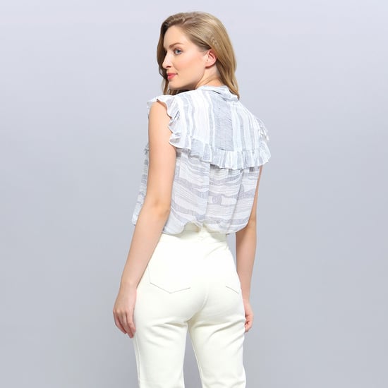 Lineaire golfprint ruches top - Image 5