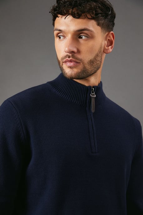 Premium Pure Cotton Half Zip Funnel Jumper