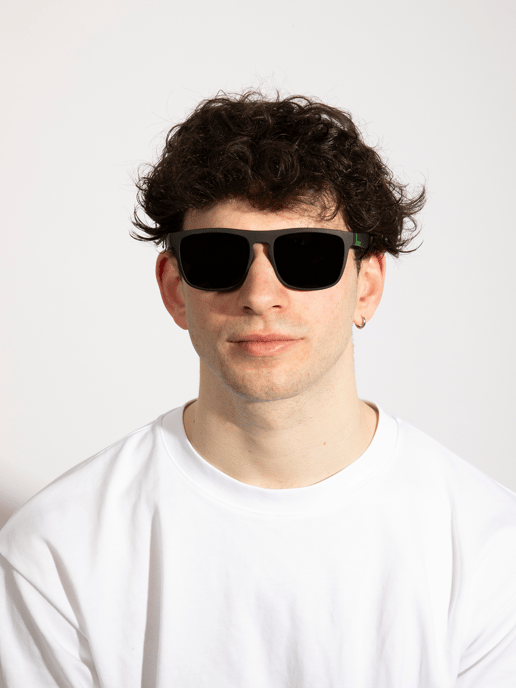 Matte Black Wayfarer Sunglasses With Blue Mirrored Lens - Image 2