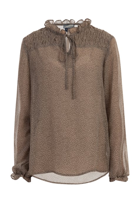 Dreimaster Blouse Dames olijf wol wit - Image 1