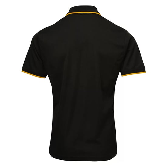 Premier Mens Coolchecker Contrast Pique Polo Shirt (Black/Sunflower)