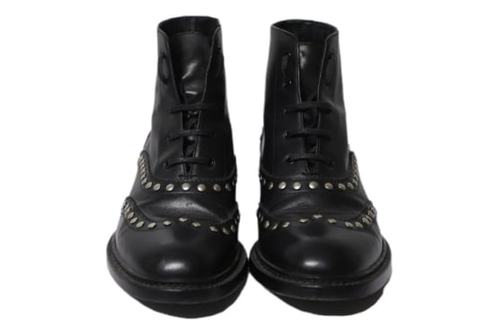 Saint Laurent Army Lace Up Boots with Studs in Black Leather - Image 2