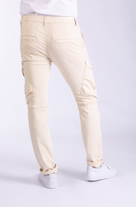 Cliff Mens Cargo Trousers Sand Slim Fit