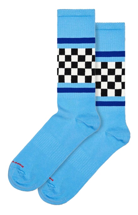 Gecontroleerde Streep Sokken | Happy Socks | Nieuwe Ruiten Gevlekte Sokken | Grappige Cadeausokken - Blauw - Image 1