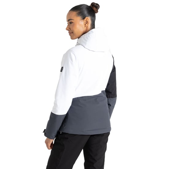 Dare 2B Womens/Ladies Ice Colour Block Ski Jacket (White/Ebony Grey)