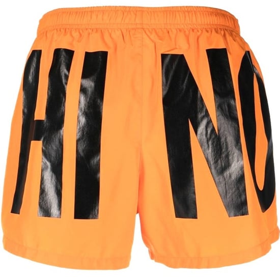 Moschino Brand Print Logo Bright Orange Short Swim Shorts