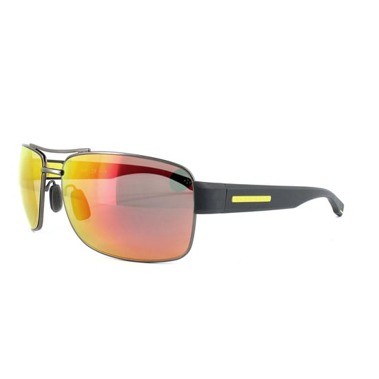 Hugo Boss Sunglasses 0801 YQD 7H Matt Dark Ruthenium Grey Red Mirror Polarized Oleophobic