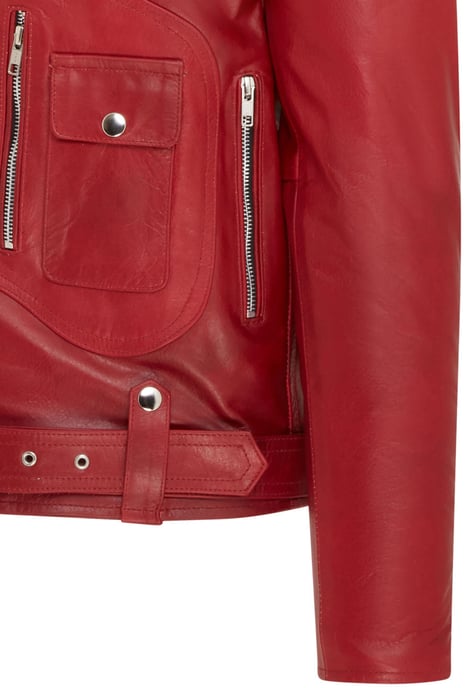 Mens Cow-Hide Red Leather Biker Brando Jacket - Pargas
