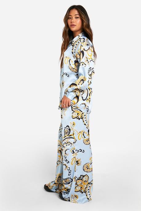 Paisley Satin Wide Leg Trouser