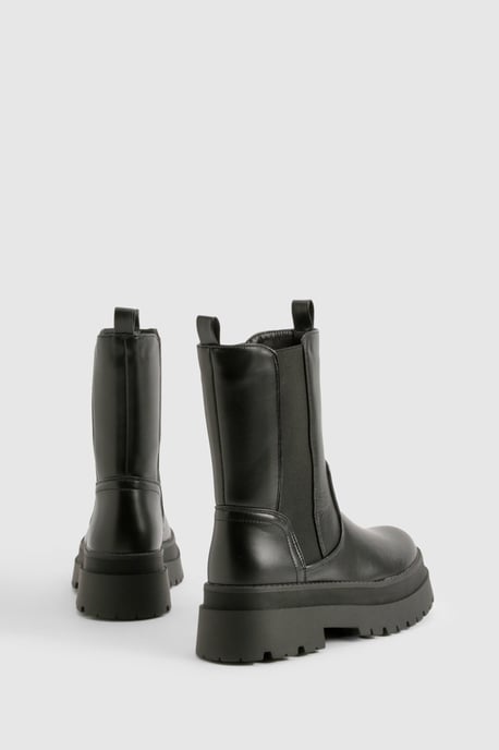 Wide Fit Chunky High Ankle Chelsea Boots - Image 4