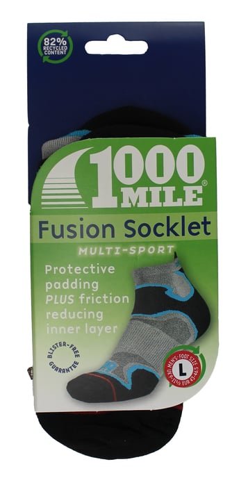 1000 Mile - Heren Fusion Enkel Repreve Gevoerde Anti-Blaar Sokken - Zilver / Kingfisher - Image 2