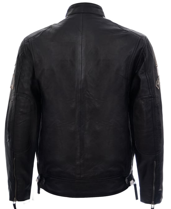 Zipped Leather Racing Biker Moto Jacket
