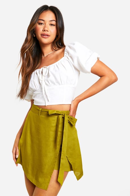 Linen Look Belted Skort - Image 1
