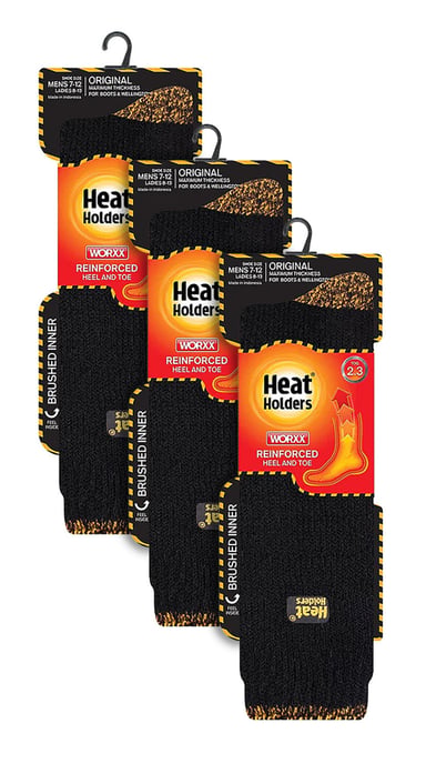 Heat Holders - Heren 3 Pack Kniehoge Werk Sokken, 3 Paar Multipack - Zwart - Image 2