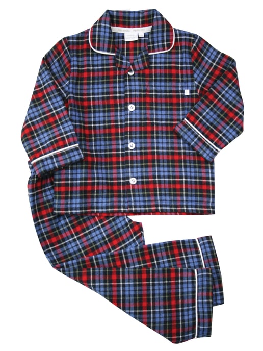 Boys Traditional Cotton Blue and Red Check Pyjama Set