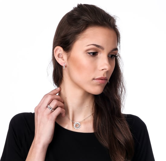 Orphelia 'Onyx' Vrouwen 925 Sterling Zilveren Set: Ketting-Hanger + Oorbellen - Zilver SET-7127 - Image 4