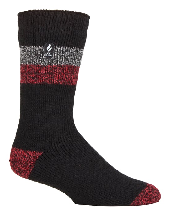Heat Holders Heren extra dikke warme thermo sokken - Zwart / Rood (Lindos) - Image 1