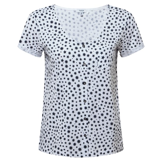 Kinver Womens Button Up Top Dark Indigo Star Print