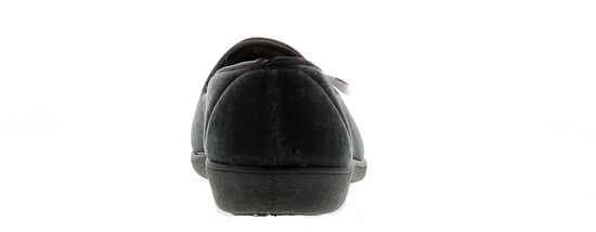 Womens Velour Upper Full Slipper With Soft Satin Lining Emroidered Flower Detail To The Vamp Textile