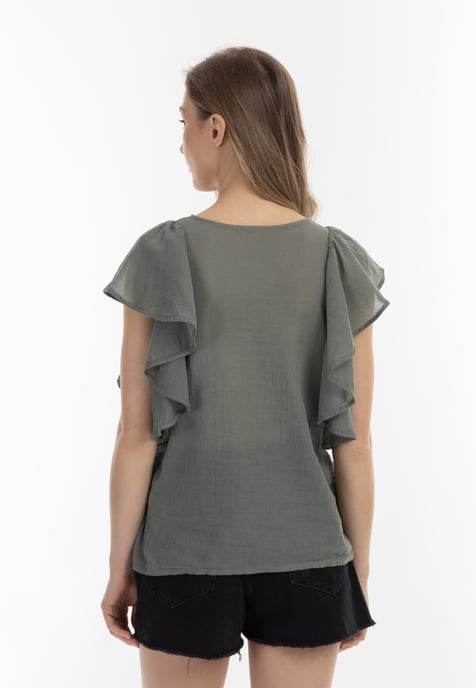 Dreimaster Blouse shirt Dames olijf - Image 4