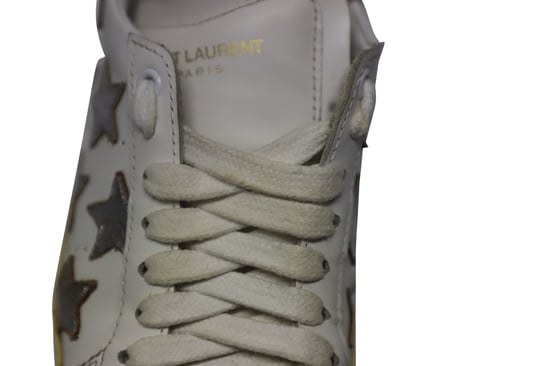 Saint Laurent Paris SL/06 Metallic Stars Lage Sneakers in Witte Leer - Image 6