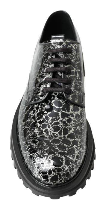 Dolce & Gabbana Men's Black White Derby Patent Leather Shoes