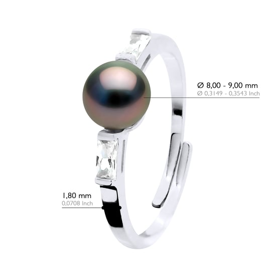 Ring Jewelry - Real Cultured Tahiti Pearl Round 8-9 mm