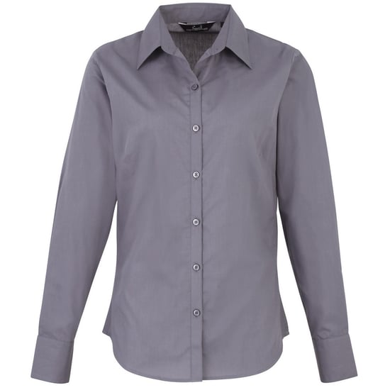 Premier Dames/Dames Popeline Blouse met Lange Mouwen (Staal) - Image 1