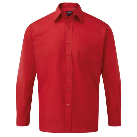 Premier Heren Popeline Overhemd Met Lange Mouwen (Rood) - Image 1