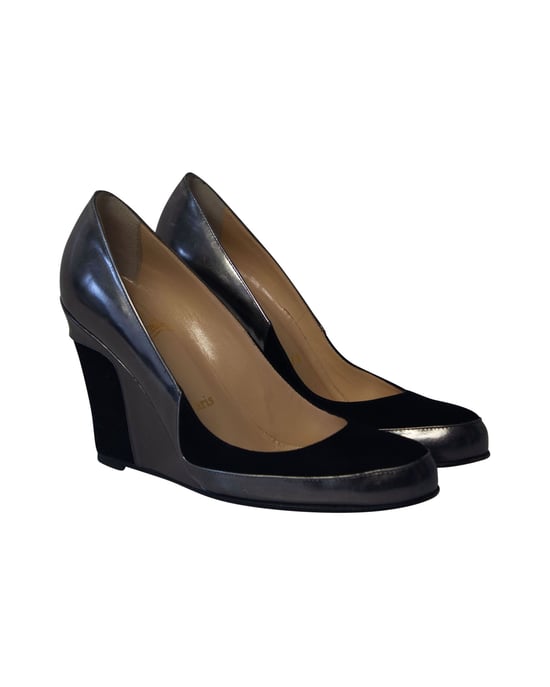 Christian Louboutin Metalen Plateau Pumps in Grijs Leer - Image 3