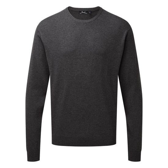 Premier Heren gebreid katoenen crew neck sweatshirt (Houtskool) - Image 1