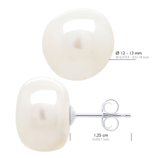 Earrings White Gold - Real Cultured Freshwater Pearls Baroque 12-13 mm