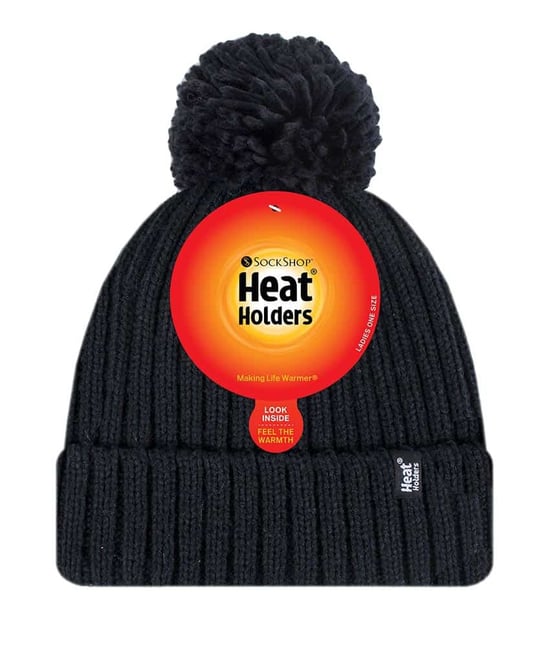 Heat Holders - Thermische Pom Pom Bobble-hoed voor dames - Zwart - Image 2