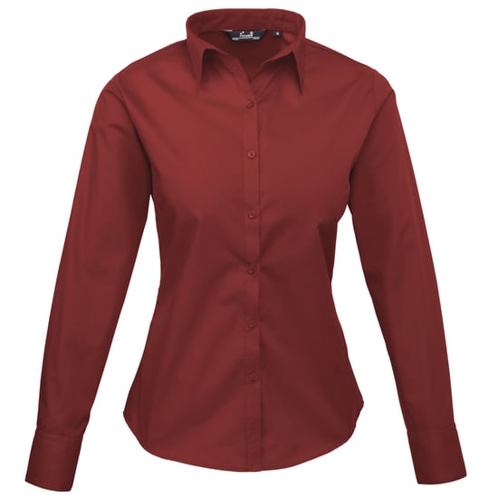 Premier Dames/Dames Popeline Blouse met Lange Mouwen (Bourgondië) - Image 1
