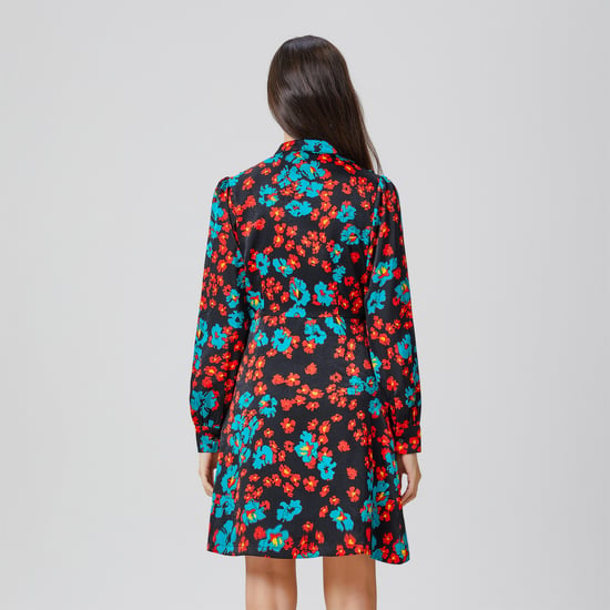 Mini-jurk met Ascot-strik en bloemenprint - Image 6