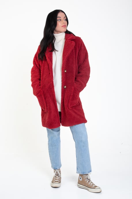 Faux Fur Longline Teddy Overcoat