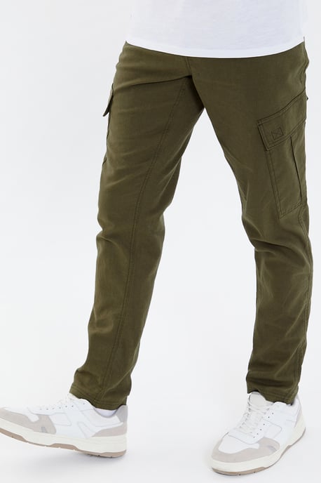 'Gordon' Linen Blend Pull On Cargo Trousers