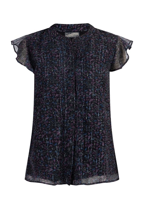 Dreimaster Blouseshirt met ruchemouwen Dames Zwarte bloemenprint - Image 1