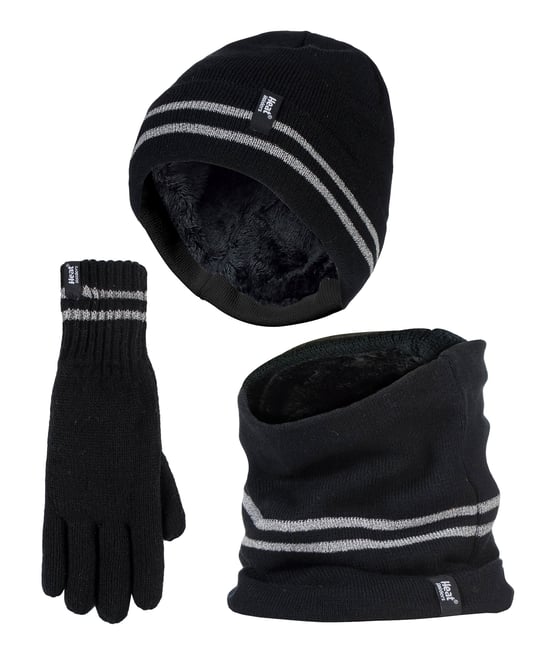 Heat Holders - Heren Hi Vis Hoed, Nekwarmers & Handschoenen Set - Zwart - Image 1