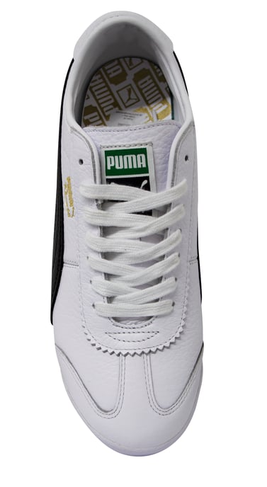 Puma Roma 68 Vintage White Black Leather Low Lace Up Mens Trainers 370051 02