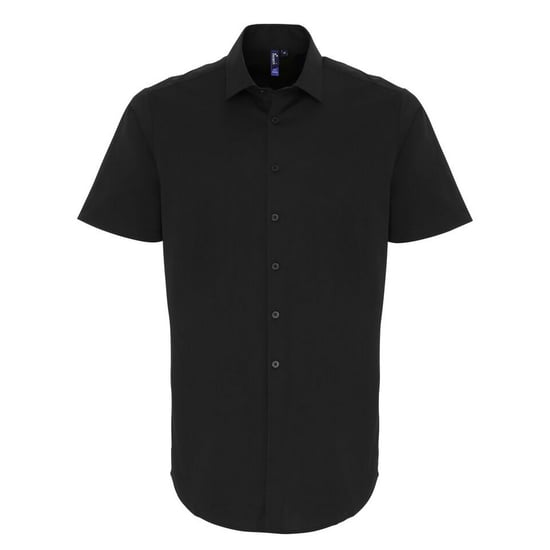Premier Heren Rekken Pasvorm Poplin Korte Mouwen Shirt (Zwart) - Image 1